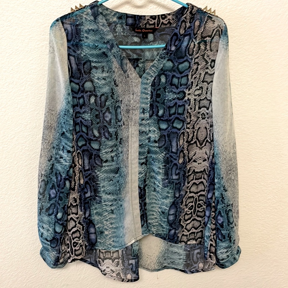 Latin Quarters Woman’s (L) - Sheer Blouse in Snake Skin Print - Classy